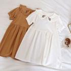 Picture Embroidered Peter-pan Collar Short-sleeve Dress