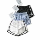 High-waist Contrast-trim Lettering Shorts