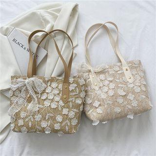 Floral Woven Shoulder Bag