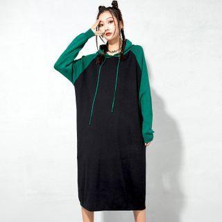 Two-tone Hooded Sweater Dress