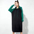 Two-tone Hooded Sweater Dress
