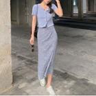 High Waist Leopard Print Slit Maxi Skirt