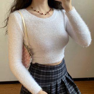 Cropped Chenille Knit Top