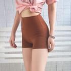 Plain High-waist Yoga Shorts