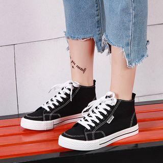 Lace Up Canvas High Top Sneakers