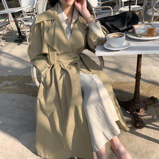 Wide-lapel Wrap Trench Coat