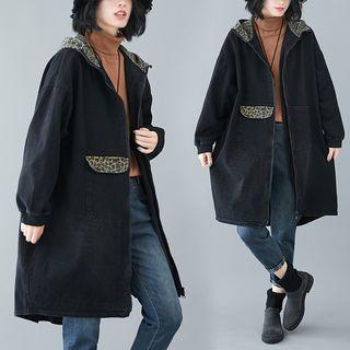 Panel Medium Maxi Hooded Denim Jacket