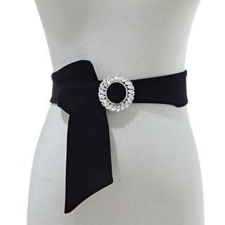 Rhinestone Buckled Velvet Belt
