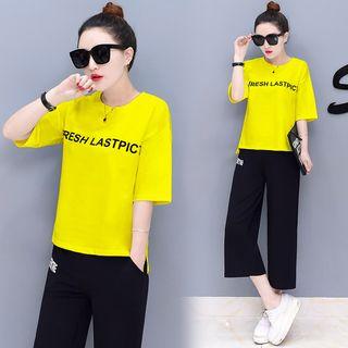Set: Lettering 3/4 Sleeve T-shirt + Culottes