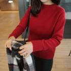 Raglan-sleeve Colored Wool Blend Sweater
