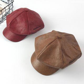 Faux-leather Octagonal Cap