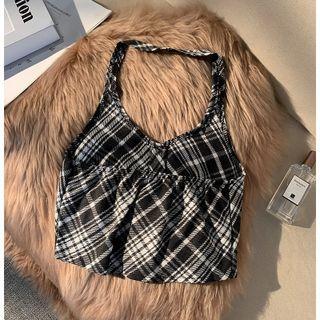 Halter Plaid Camisole Top