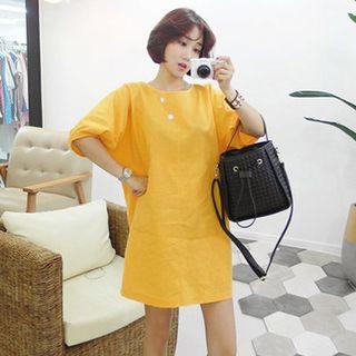 Puff-sleeve Mini Shift Dress