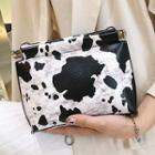 Cow Print Faux Leather Crossbody Bag Cow Pattern - Black & White - One Size