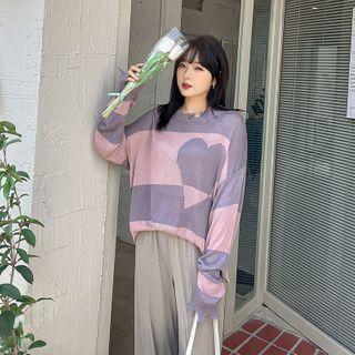 Striped Heart Sweater