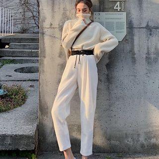 High-waist Drawcord Cropped Harem Pants