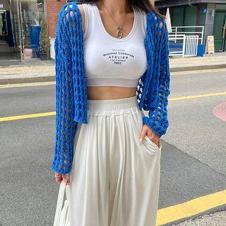 Net-knit Crop Cardigan