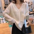 Pocket Detail V-neck Sweater