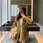 Plain Lace-up Long-sleeve Blouse / Plain Long-sleeve Blazer