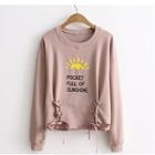 Lettering Lace Up Side Pullover