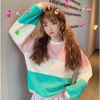 Three-tone Long-sleeve Sweatshirt