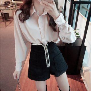 Zip-front Wide Leg Shorts