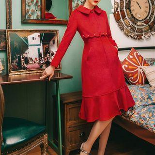 Ruffle Trim Coat Dress