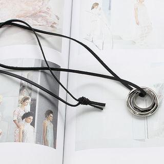 Ring-pendant Faux-leather Necklace
