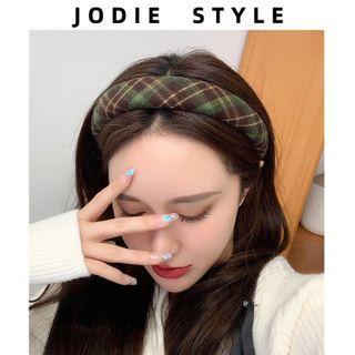 Plaid Fabric Headband Type A - Green - One Size