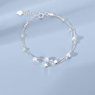 Star Layered Bracelet 1 Pc - Silver - One Size