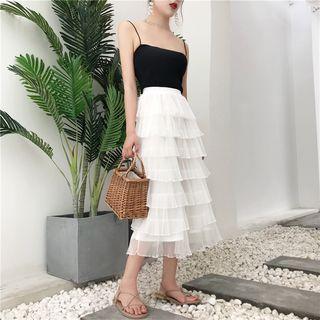Ruffle Skirt / Plain Camisole Top