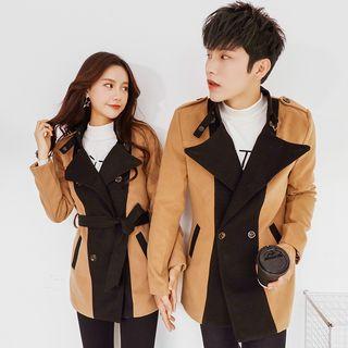Couple Matching Two-tone Double-breasted Jacket
