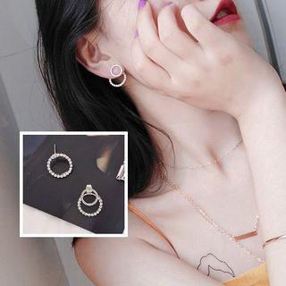 Non-matching Rhinestone Mini Hoop Earring