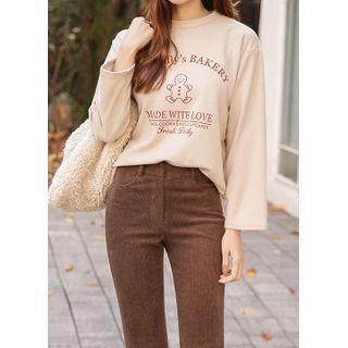 Letter Printed Napped T-shirt
