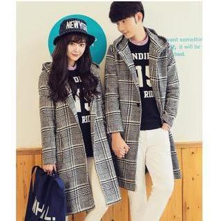 Houndstooth Hooded Coat