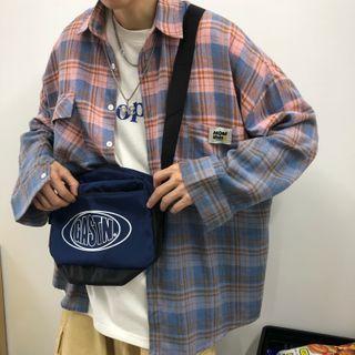 Long-sleeve Gradient Plaid Shirt