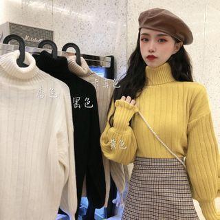 Lantern-sleeve Turtleneck Sweater
