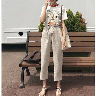 Printed Short-sleeve T-shirt / Drawstring Pants