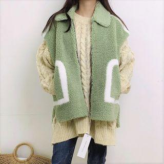 Faux Shearling Zipper Vest