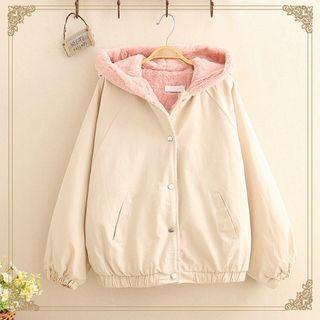 Fleece-lined Plain Hooded Jacket