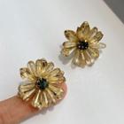 Flower Faux Crystal Earring 1 Pair - Transparent - One Size