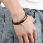 Cross Stainless Steel Leather Bracelet