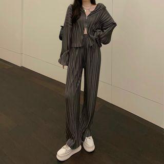 Set: Striped Hooded Top + Pants