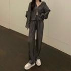 Set: Striped Hooded Top + Pants