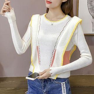 Distressed Mohair Long-sleeve Knit Sweater