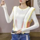 Distressed Mohair Long-sleeve Knit Sweater