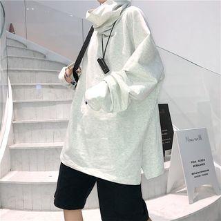 Slit-side Turtleneck Plain Top