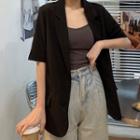 Single-breasted Short-sleeve Blazer Black - One Size