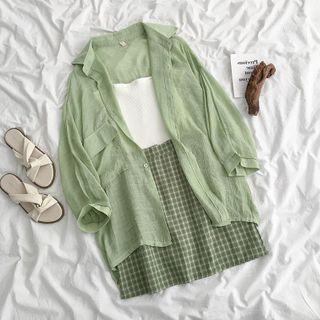 Long-sleeve Plain Shirt / Plain Camisole