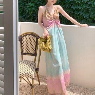 Spaghetti Strap Gradient Maxi A-line Dress